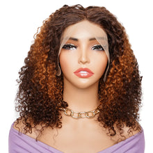 Double Drawn 300 Density Pixie Curl 13x4 Lace Front Wig Brown Ginger Human Hair Wig For Women Pre-Plucked Transparent Lace Front Human Hair Wig