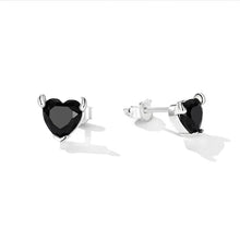WOSTU Classic 100% 925 Sterling Silver Devil Heart Ear Studs Earrings Exquisite Black Zircon Earrings Fine Anniversary Jewelry