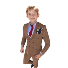 Double Breasted Plaid Formal Suits for Boys 3-16 Years Old Children 2 Pieces Classic Tuxedos Checked Wedding Suits Sets