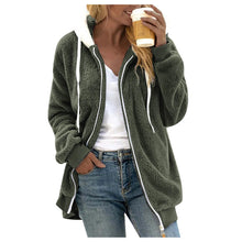 Women's Winter Fashionable Hooded Fleece Solid Color Jacket