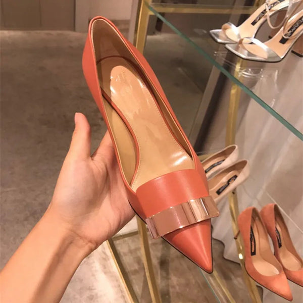 2022 Women Party Bridal Wedding Shoes Luxury Pumps Metal Plate Glitter High Heels Ladies Stiletto Dress Pointed Toe Bombas Mujer