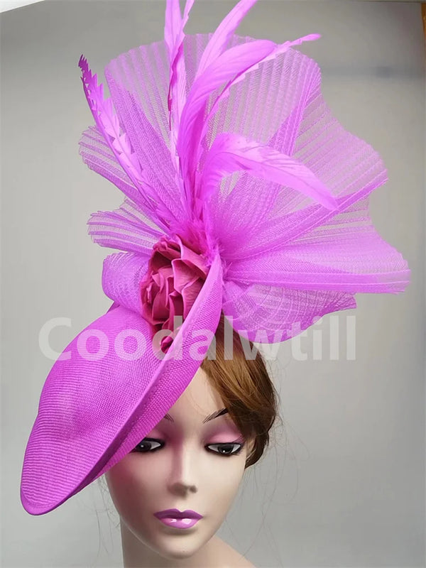 Elegant Flower Fascinator Pillbox Cap Wedding Women Fascinator Hat Headband Kentucky Derby Ladies Millinery Cap Mesh Bride Hats