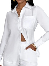 Female Fashion Short Pants Sets Shirt Tops Turn Down Collar Long Sleeve High Waist Pants 2 Piece Outfits For Women Summer New