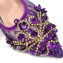 Venus Chan Nigerian Elegant Lace Net Style Green Crystal Low Heel Shoes And Three-Dimensional Mini Bag Commuter Women's Shoes