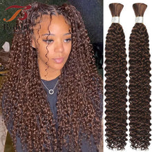 Brown 100% Human Hair Bulk for Braiding 16-24 inch Remy Hair Jerry Curly Boho Braids Hair Bulk Extension Bobbi Hair