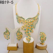 Dubai Gold Plated Jewelry Set Rhinestone Luxury Necklace Wedding Accessories Accessories