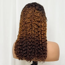 Double Drawn 250% Density Ombre 18 Inches Water Wave Curly Human Hair Wigs 13x4 Transparent Lace Frontal Hair Wig for Women