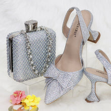 2023 New Arrivals Special Design Purple Color African Women Shoes and Bag Set Pointed Toe Pumps for Wedding Party