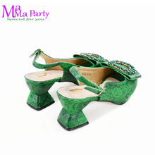 2025 Autumn New Design Specials Italian Women Shoes and Bag Set Comfortable Mid Heels With Rhinestone in Yellow Color