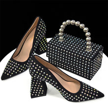  Elegant Women's Yellow PointShoes and Bag Set Rhinestone For Party And Wedding 