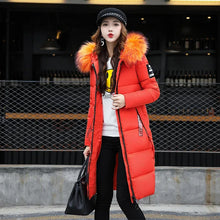 Women's Down Winter Big Fur Collar Hooded Jacket