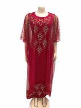 Fake Two-Piece African Dresses for Women 2025 Traditional Nigeria Mesh Hot Drill Caftan Dress Abaya Musulman Robe Femme Clothes