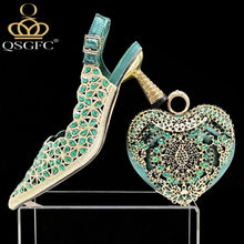 QSGFC New Shoes and Bags Matching Set 2024 Nigerian Women Heel Party for Women Fuchsia Colour Italian Design Wedding INS Design