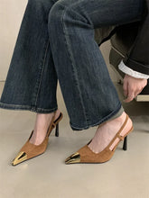 Eilyken Street Style Pointed Toe Women Pumps Fashion Slingbacks Thin High Heels Elegant Stripper Prom Ladies Sandals Shoes