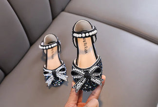 AINYFU New Girls Sequins Party Sandals Summer Fashion Kids Rhinestone Bow Princess Sandals Children's Performance Shoes H950