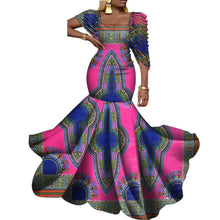 African Dresses for Women Wedding Party Elegant Lady Wax Print Plus Size Long Clothing Vestido KG920