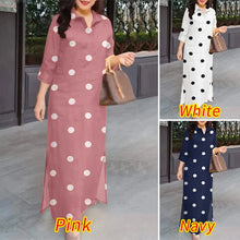 Eleagnt Polka Dot Women Dress Plus Size Summer Sundress 2025 ZANZEA Fashion Lapel Neck 3/4 Sleeve Baggy Work Vestidos Robe Femme