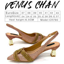 Venus Chan Black Hollow Design With Pointed Shoes And Fashion Three-Dimensional Bag Cozy Rhinestones Are Suitable For Parties