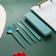 Tableware Spoon Fork Chopsticks Knife Cutlery with Box for Children Adult Travel Portable Wheat Straw Tableware