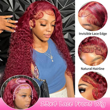 Curly wigs Transparent Lace Front Wig 99J Burgundy 13x4 13x6 Brazilian Deep Wave Frontal Human Hair Wig for Women Pre Plucked