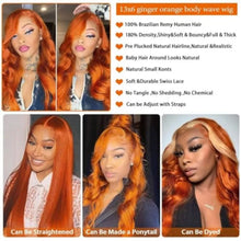 Ginger Hd Lace Wig 13X6 Human Hair Body Wave Human Hair Wigs 13X4 Hd Lace Frontal Wig 250 Density Coloured Lace Front Wig 30 Inch