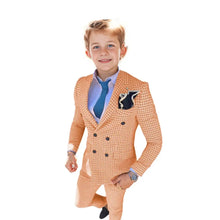 Double Breasted Plaid Formal Suits for Boys 3-16 Years Old Children 2 Pieces Classic Tuxedos Checked Wedding Suits Sets