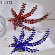 HNYYX Bridal Wedding Hair Accessories Red Rhinestone Headpieces Leaf Shaped Hair Vine Ladies Girls Holiday Tiara Gift A225
