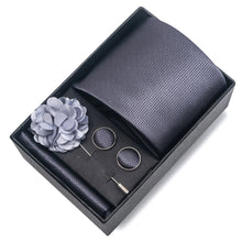 Top Grade Fashion 8 cm Wide Tie Sets Blue Stripe Men's Gravata Handkerchief Cufflink Box Fit Group Workplace Wedding Tie