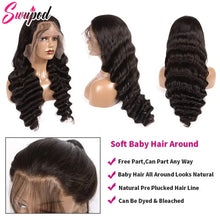 Swupod 180 200 Density 13x4 13x6 HD Lace Front Wig for Women Human Hair Loose Deep Remy Wave Natural Black Frontal Pre Plucked
