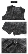 Traje De Hombre Elegante (Blazer+ Vest + Pants) Men's Fashion Business Gentleman Wedding Casual Plaid Cotton Linen British Suit