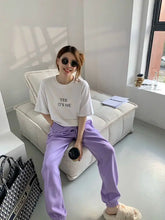 Women's Purple Sports Suit Spring And Autumn 2023 New Casual Fashion Style Loose Long Sleeve Sweater Tops Pants 2 Two Piece Set
