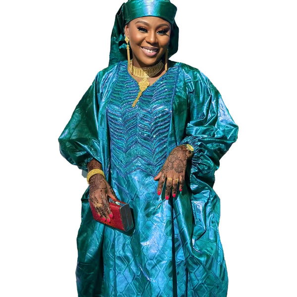 African Dresses For Women Luxury Boubou Material Rich Embroidery Design