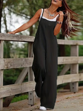 Women's Sleeveless Plus Size Jumpsuit Cotton And Linen Solid Loose Wide Leg Slash Pocket Casual  Ankle-Length Pants 2024