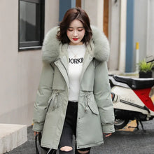 Women's Long Fashionable Hooded Winter Fur Collar Jacket