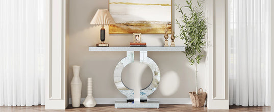 43.3-Inch (110cm)Mirrored Console Table, Modern Entryway Table with Thickened Mirror Finish Tabletop