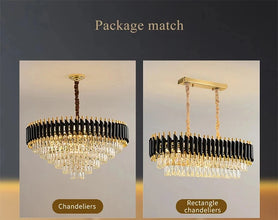 Creative Luxury Crystal Chandelier Rectangular Restaurant Pendant Lights Modern LED Living Room Lamp Lustre Home Elegant Fixture