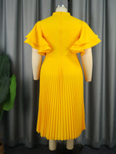 Plus Size A Line Dresses Yellow Butterfly Short Sleeve Cut Out High Waist Office Work Daily Evening Party Outfits for Women 2024