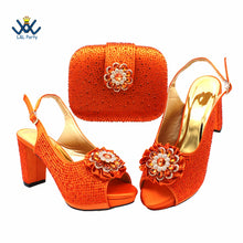 2022 Sweet  Special Design Women Crystal Style African Ladies Party Shoes Matching Bag in Magenta Color