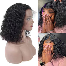 Vietnamese Super Double Drawn Water Wave Curly13x4 Frontal Bob Wig with 100%Human Hair Natural Black 210%Density For Black Women
