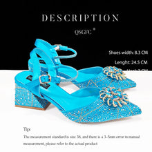 QSGFC High-end Women's Shoes with Diamond Oval Stand Bag Popular in Nigeria Women's High Heels for Special Day