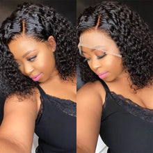 Wear And Go Glueless Wig Short Kinky Curly Bob Frontal Wig 12A Malaysian Lace Front Human Hair Wigs Wet And Wavy Water Wave Wig