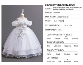 New Elegant Girl Party Dress Long Wedding Bridesmaid Dress 4-13 Year Old Mesh Embroidered Graduation Ball Evening Dress