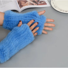 2025 New Brand Style Top Quality Women's 100% Winter Warm Real Mink Fur Knitted Half Finger Gloves Girls Typing Mittens