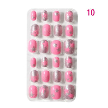 24Pcs/Set Kids Candy Flower Cute Fake Nails Detachable Full Cover False Nails Press On Nails Children Girls Nail Decoration Gift