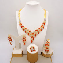 Latest Italian Dubai Gold Color Ladies Full Crystal Necklace Jewelry Set Simple Ring Bracelet Earrings African Jewelry Wedding