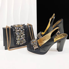 doershow new come Matching Women Shoe and Bag Set Decorated GOLD Nigerian Shoes and Bag Set Italy Shoes and Bag set HFG1-1