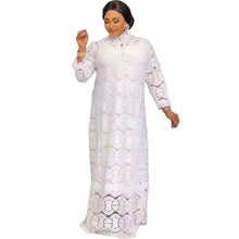 White Lace Dress For African Women Abaya Dubai Moroccan Kaftan Loose Maxi Dresses Eid Ramadan islamic Clothing African Dashiki