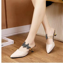 Pointed Designer Slides Fashion Rhinestones Non-Slip Women Slippers Elegant High Heel Outdoor Pearl Party Shoes