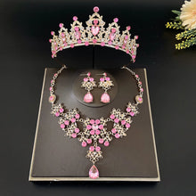 Female Bride Crown Necklace Earrings 3-Piece Set Wedding Accessories