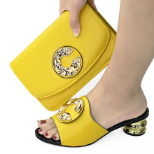 2024 Latest Italian Design Fashion African Women's Low Heel Comfortable Shoes and Bags Set Leather Casual Ladies Slippers